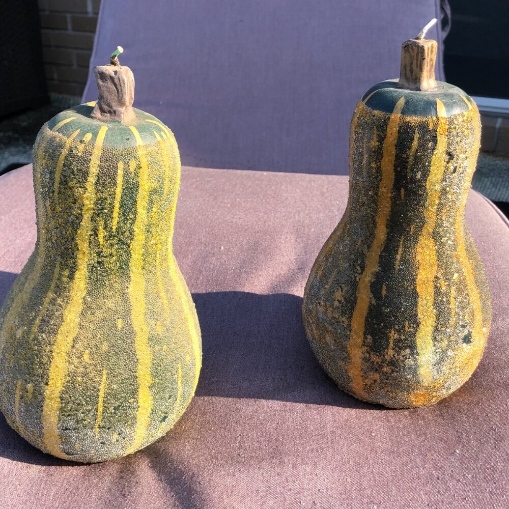 Pottery Barn Gourd Candles Sparkle Glitter New Bundle set of 2 LARGE - Picture 12 of 14